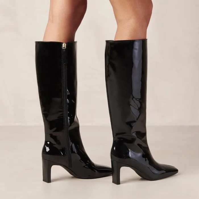 ALOHAS Boots Women Isobel Onix 8211 Black Patent Leather Boots