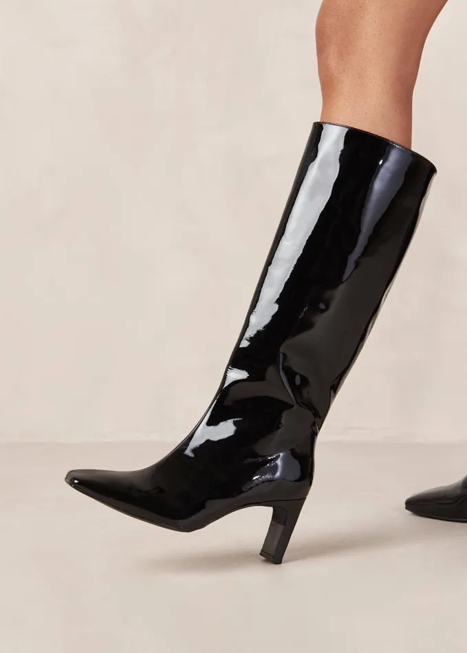ALOHAS Boots Women Isobel Onix 8211 Black Patent Leather Boots