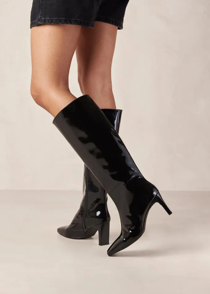ALOHAS Boots Women Isobel Onix 8211 Black Patent Leather Boots