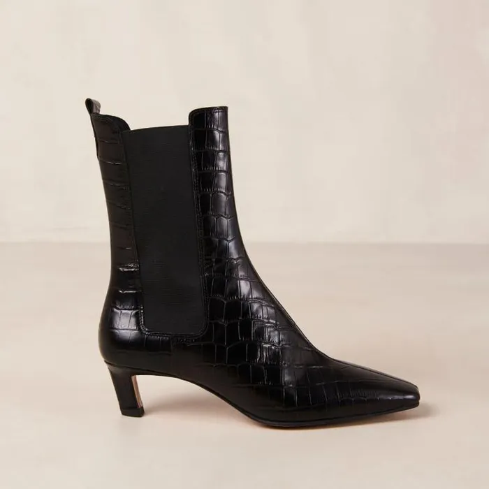 ALOHAS Boots Women Kaleo 8211 Black Kitten Heel Ankle Boots