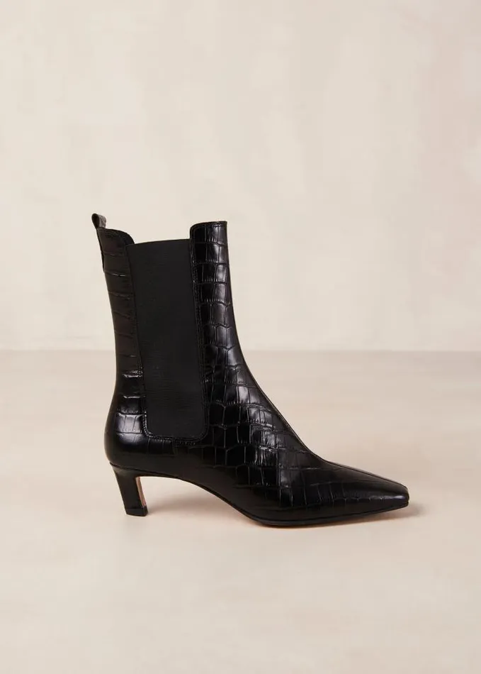ALOHAS Boots Women Kaleo 8211 Black Kitten Heel Ankle Boots