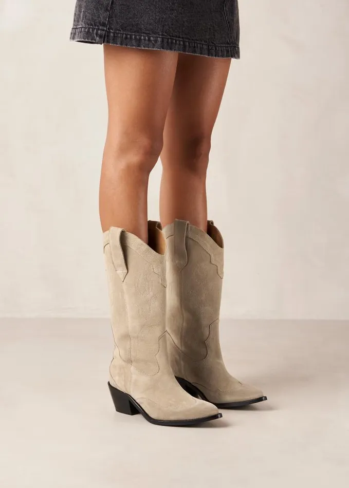 ALOHAS Boots Women Liberty 8211 Beige Suede Cowboy Boots