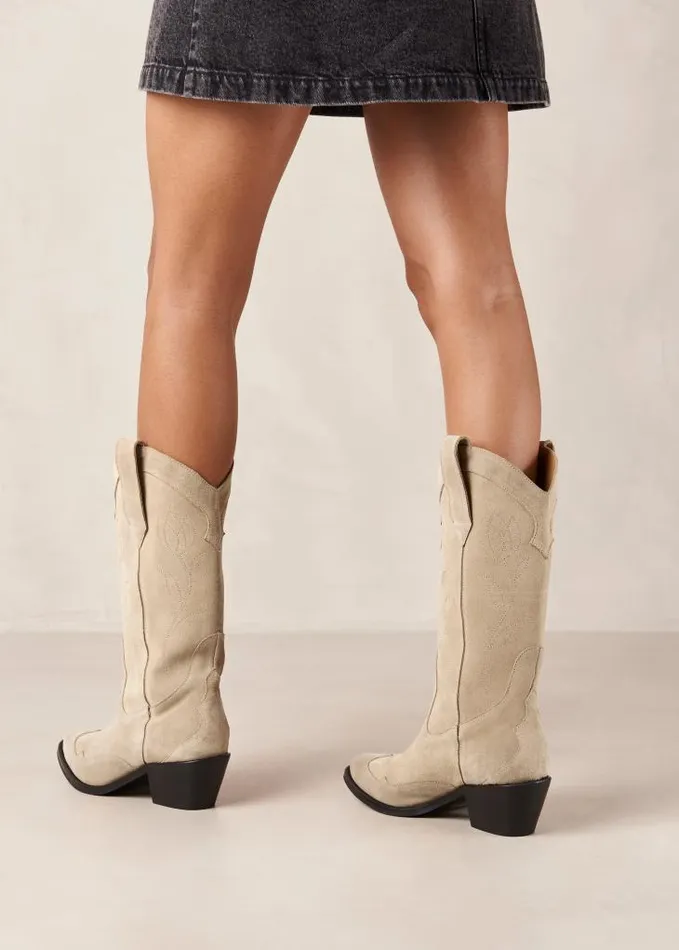 ALOHAS Boots Women Liberty 8211 Beige Suede Cowboy Boots