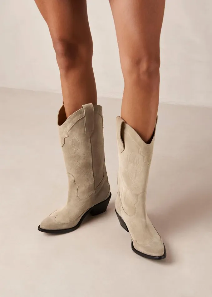 ALOHAS Boots Women Liberty 8211 Beige Suede Cowboy Boots