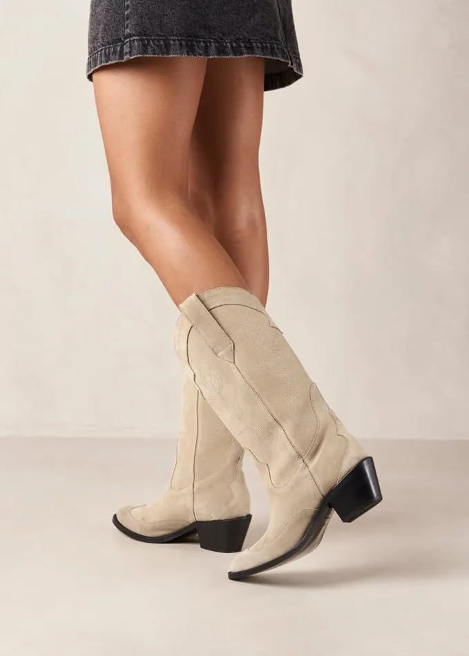 ALOHAS Boots Women Liberty 8211 Beige Suede Cowboy Boots