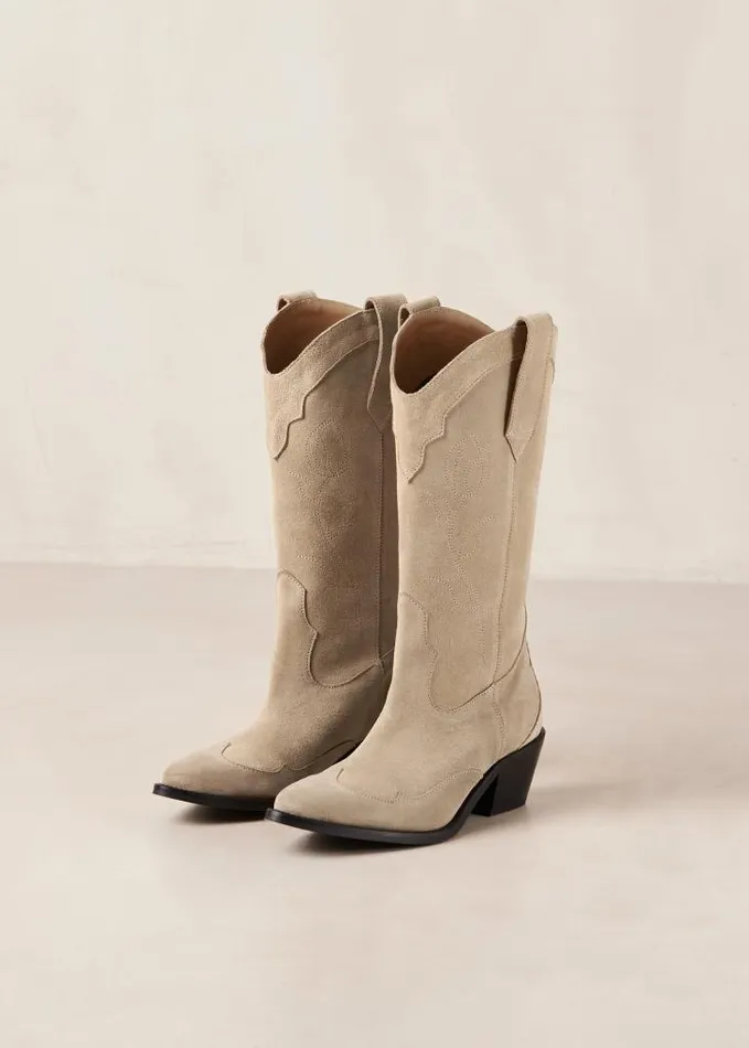 ALOHAS Boots Women Liberty 8211 Beige Suede Cowboy Boots