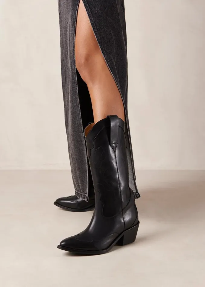 ALOHAS Boots Women Liberty 8211 Black Leather Cowboy Boots