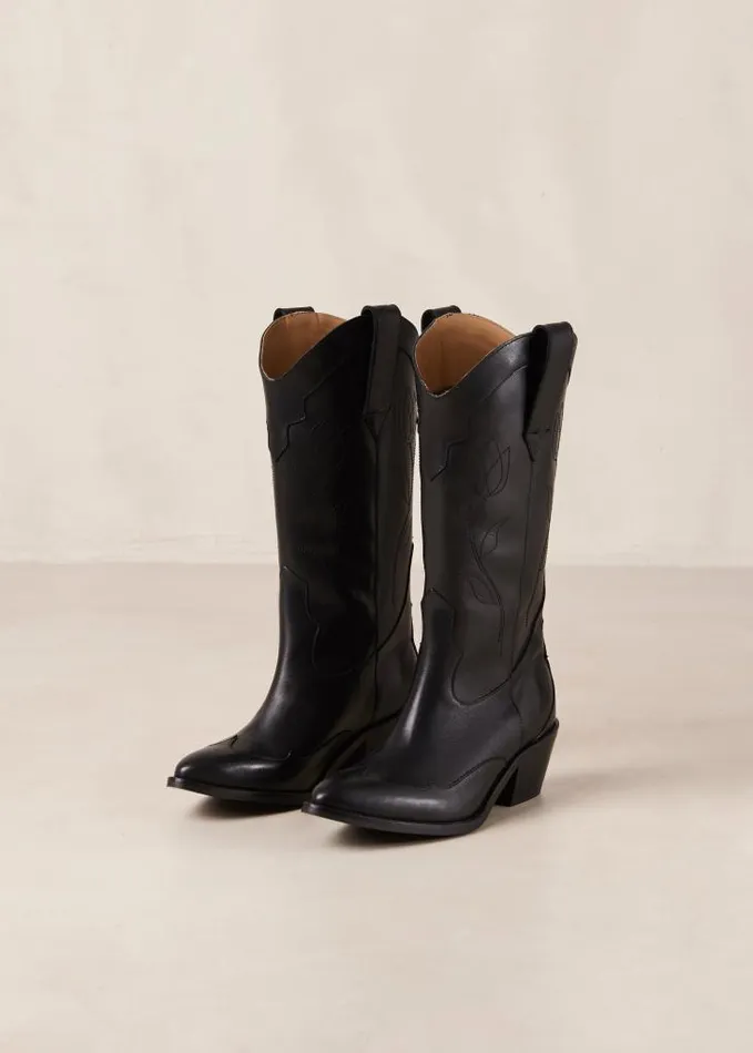 ALOHAS Boots Women Liberty 8211 Black Leather Cowboy Boots