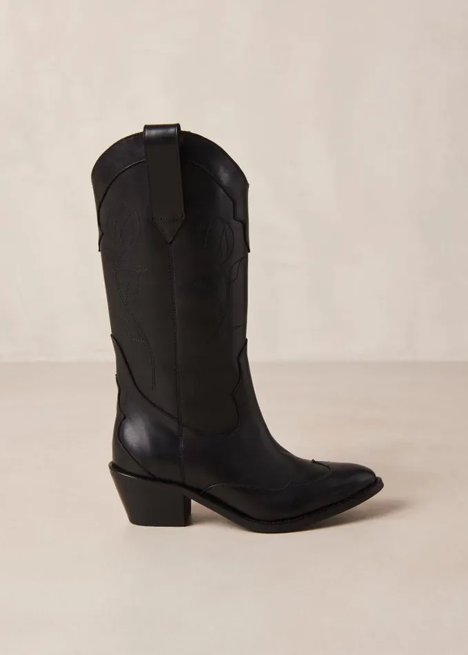 ALOHAS Boots Women Liberty 8211 Black Leather Cowboy Boots