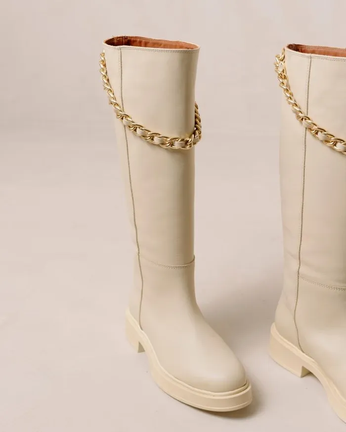 ALOHAS Boots Women Pier 8211 White Leather Boots
