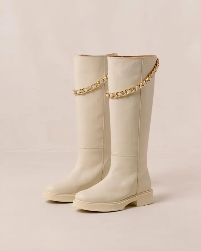 ALOHAS Boots Women Pier 8211 White Leather Boots