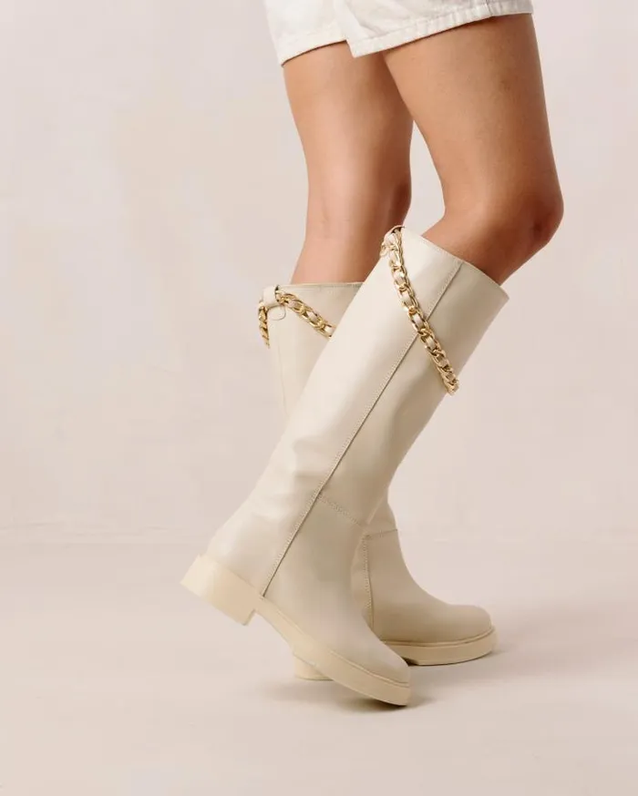 ALOHAS Boots Women Pier 8211 White Leather Boots