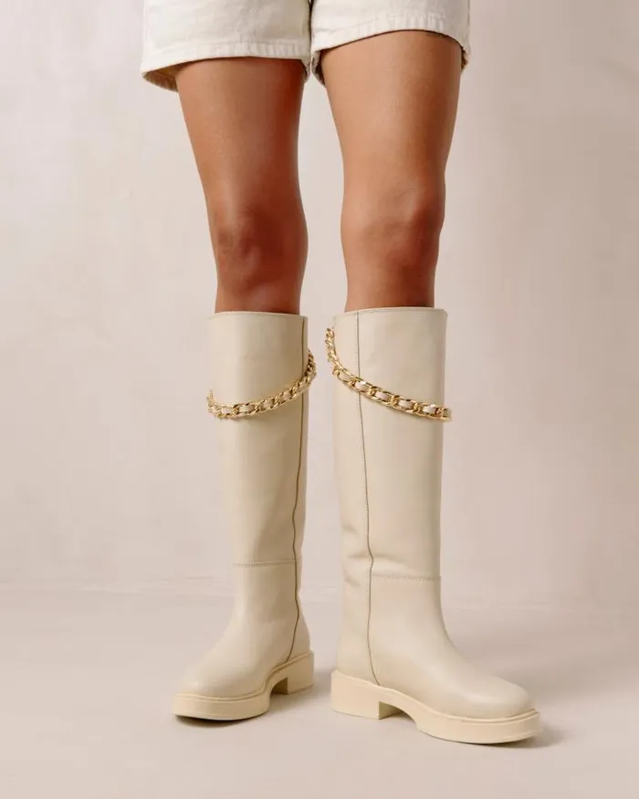 ALOHAS Boots Women Pier 8211 White Leather Boots