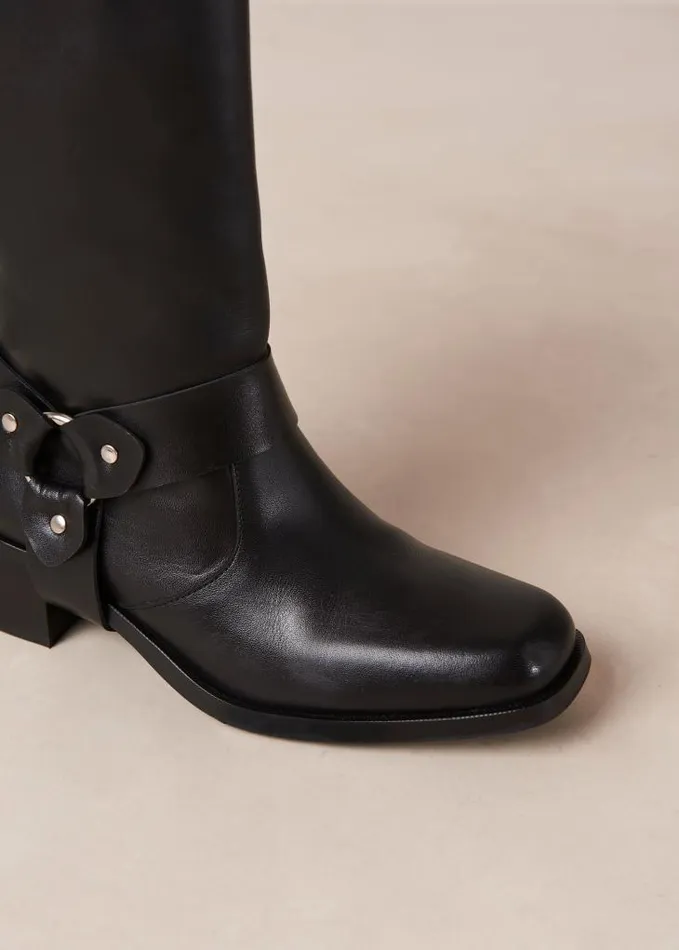 ALOHAS Boots Women Rocky 8211 Black Leather Biker Boots