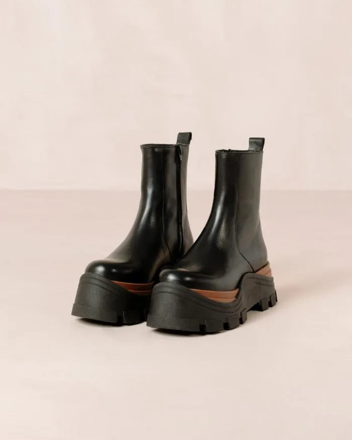 ALOHAS Boots Women Sapphire Nutty 8211 Black Leather Boots
