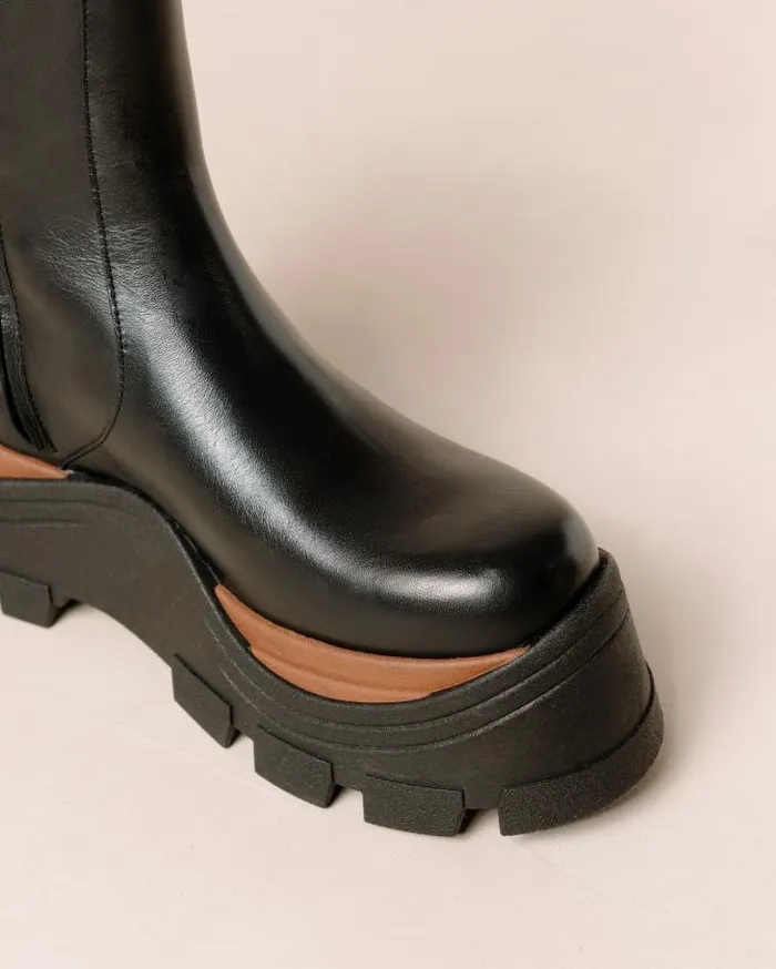 ALOHAS Boots Women Sapphire Nutty 8211 Black Leather Boots