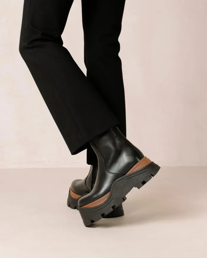 ALOHAS Boots Women Sapphire Nutty 8211 Black Leather Boots