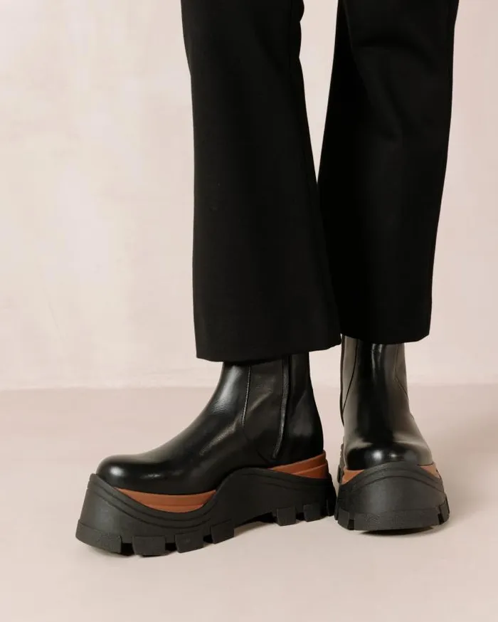 ALOHAS Boots Women Sapphire Nutty 8211 Black Leather Boots