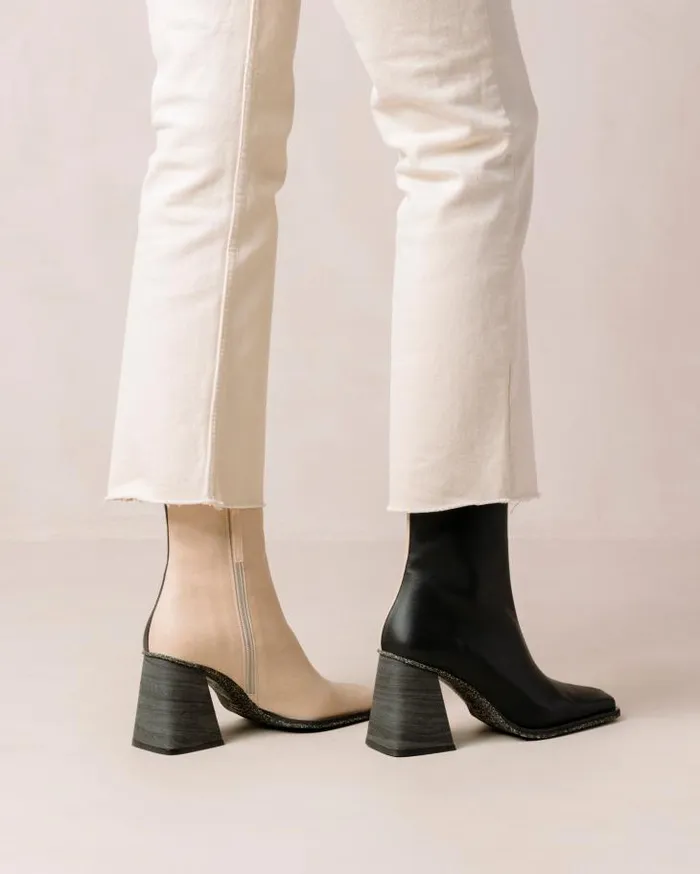 ALOHAS Boots Women South Corn 8211 Black And Beige Vegan Leather Boots