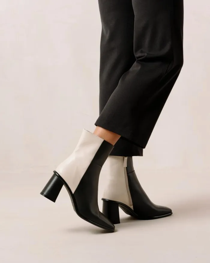 ALOHAS Boots Women West 8211 Black And Cream Leather Boots