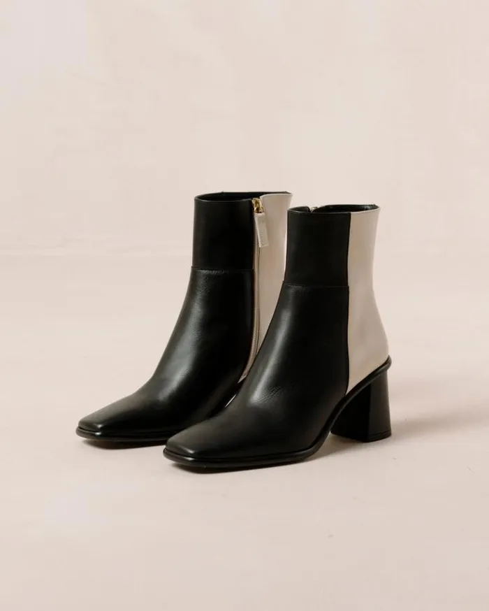 ALOHAS Boots Women West 8211 Black And Cream Leather Boots