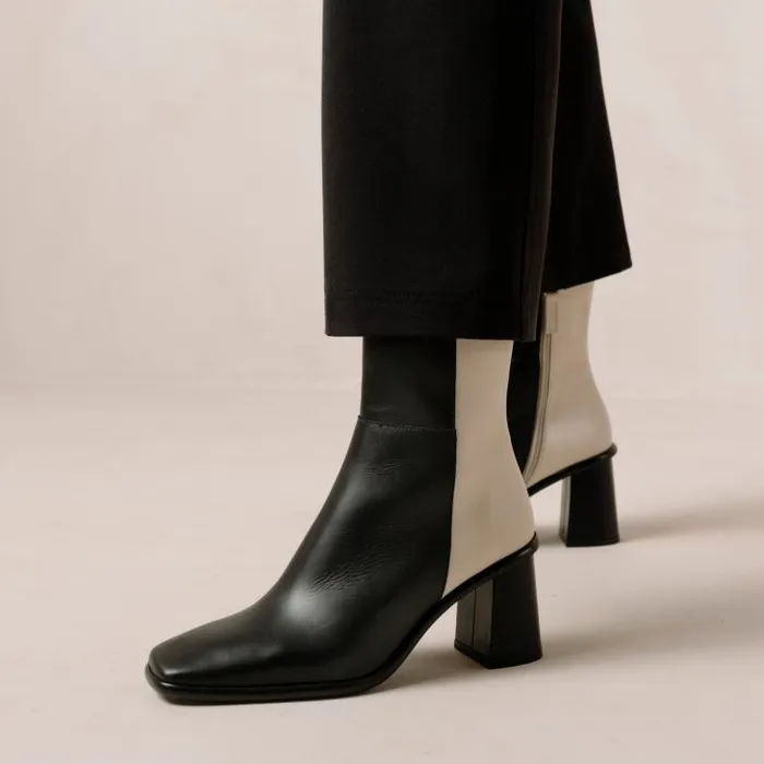 ALOHAS Boots Women West 8211 Black And Cream Leather Boots