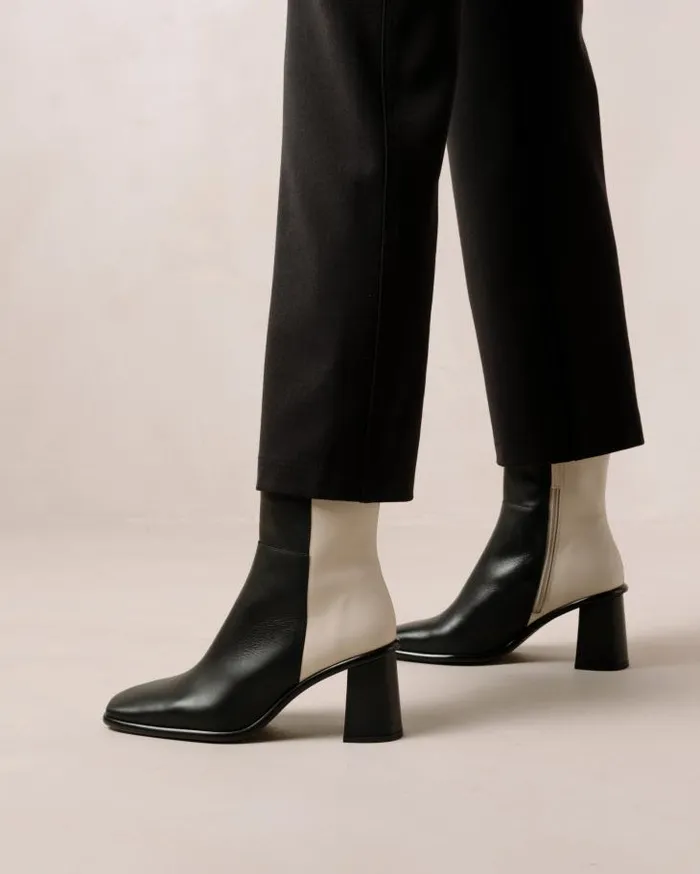 ALOHAS Boots Women West 8211 Black And Cream Leather Boots