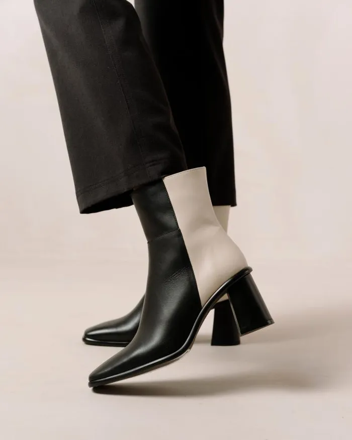 ALOHAS Boots Women West 8211 Black And Cream Leather Boots