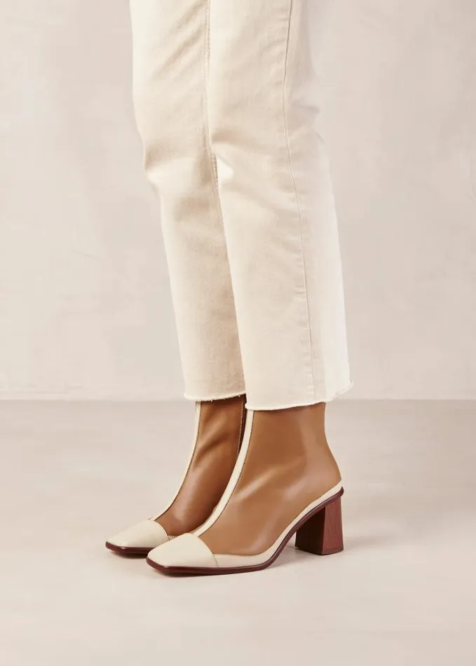 ALOHAS Boots Women West Retro 8211 Brown And Cream Leather Boots
