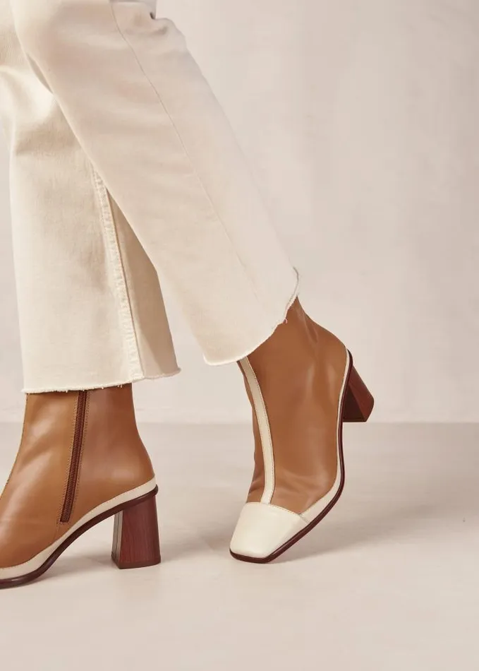 ALOHAS Boots Women West Retro 8211 Brown And Cream Leather Boots