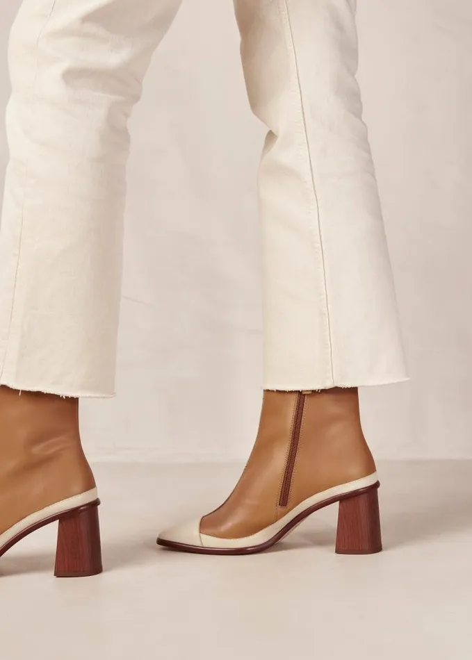 ALOHAS Boots Women West Retro 8211 Brown And Cream Leather Boots