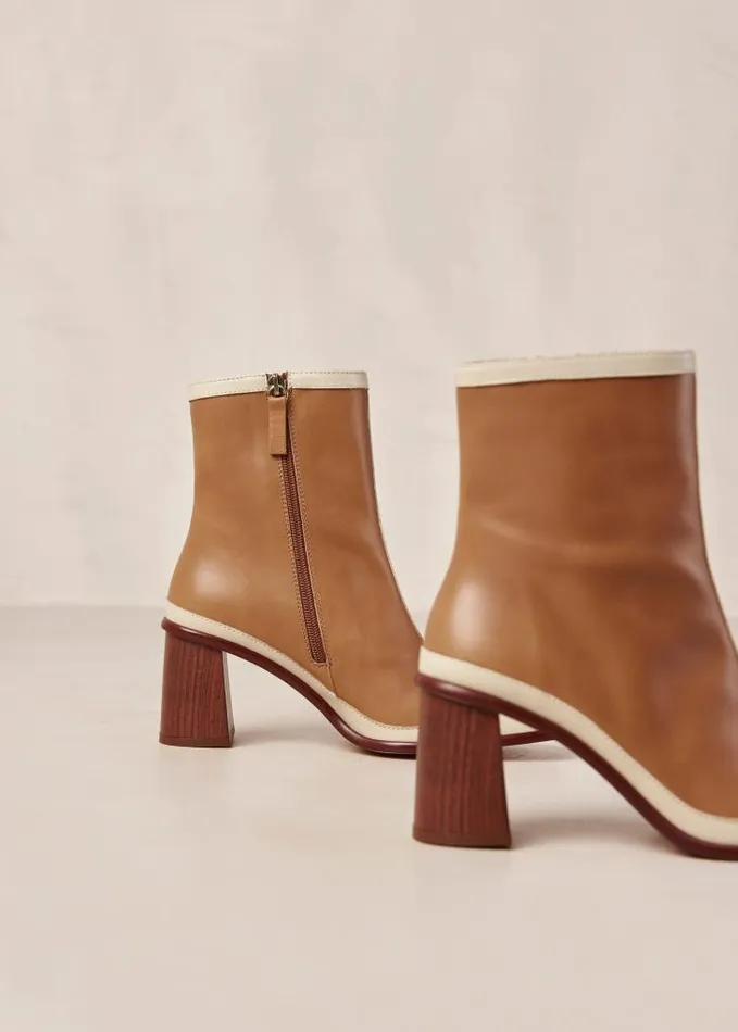 ALOHAS Boots Women West Retro 8211 Brown And Cream Leather Boots