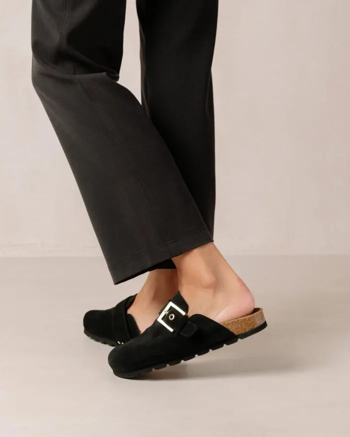 ALOHAS Clogs Women Cozy 8211 Black Suede Clogs