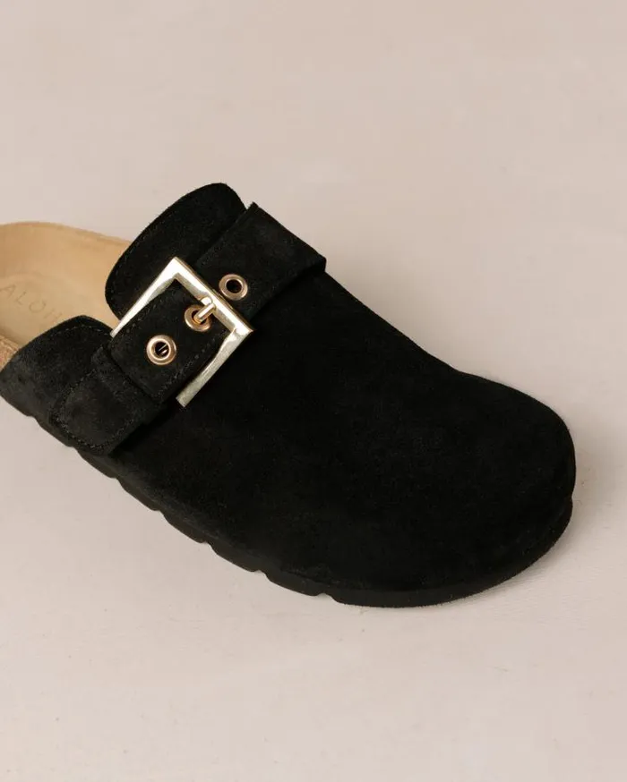 ALOHAS Clogs Women Cozy 8211 Black Suede Clogs