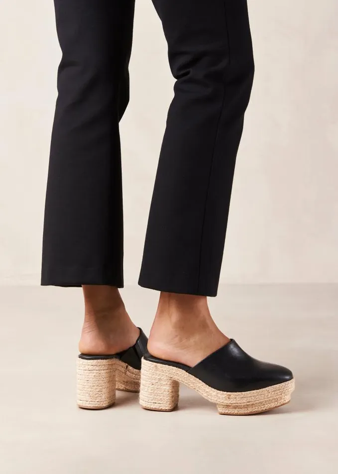 ALOHAS Clogs Women Pico 8211 Black Leather Espadrilles