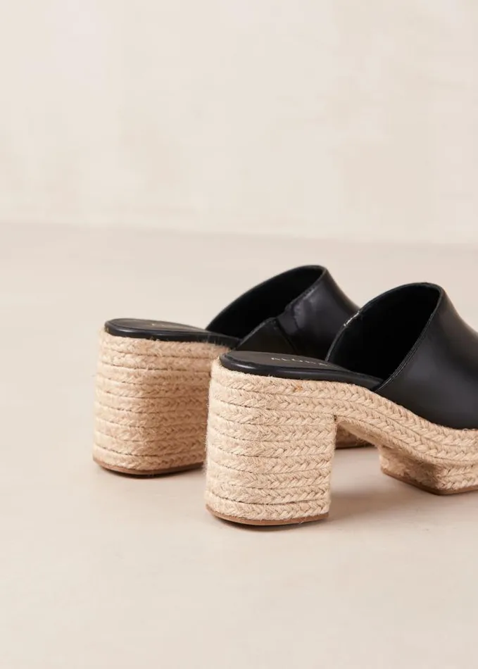 ALOHAS Clogs Women Pico 8211 Black Leather Espadrilles