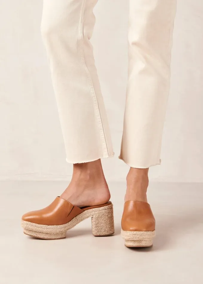 ALOHAS Clogs Women Pico 8211 Brown Leather Espadrilles