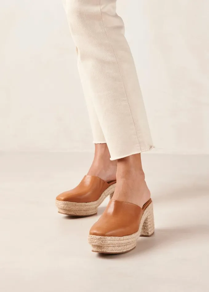 ALOHAS Clogs Women Pico 8211 Brown Leather Espadrilles