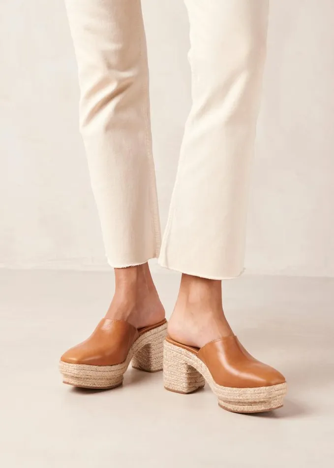 ALOHAS Clogs Women Pico 8211 Brown Leather Espadrilles