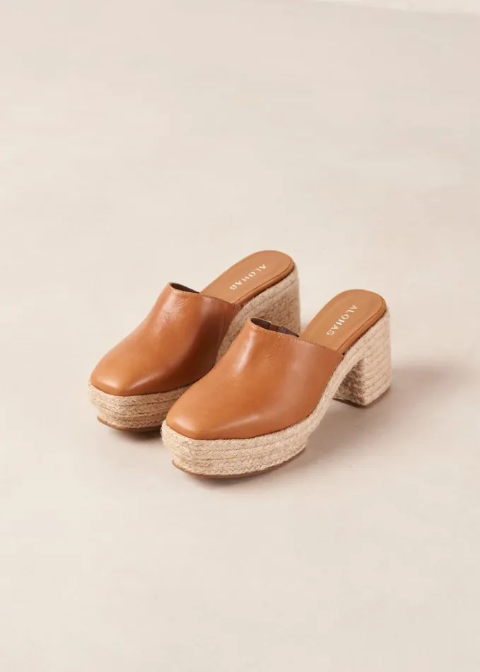 ALOHAS Clogs Women Pico 8211 Brown Leather Espadrilles