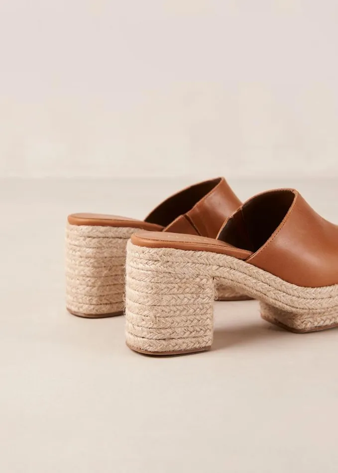 ALOHAS Clogs Women Pico 8211 Brown Leather Espadrilles