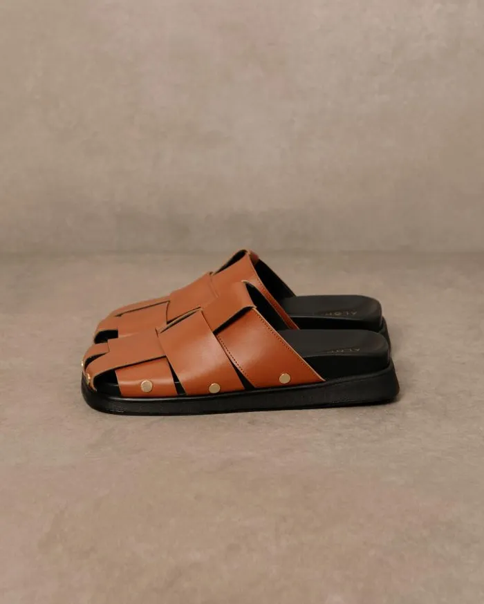 ALOHAS Clogs Women Stuart 8211 Brown Leather Mules