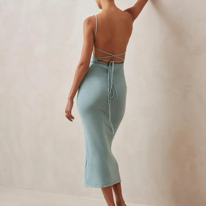 ALOHAS Dresses Women Delicate 8211 Turquoise Knit Dress