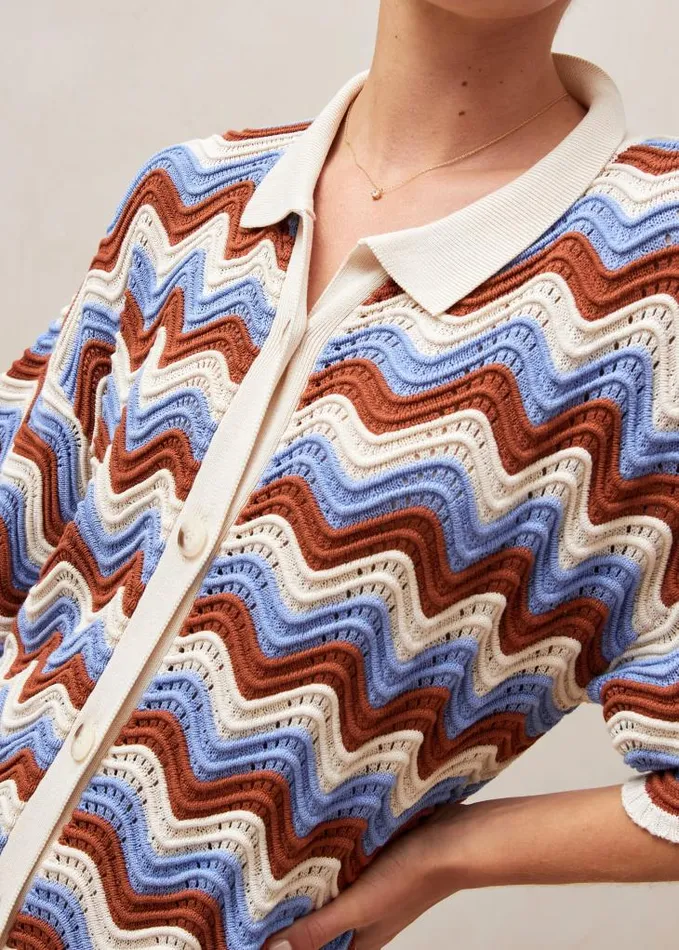 ALOHAS Dresses Women Palermo 8211 Blue and Brown Multicolor Knit Dress