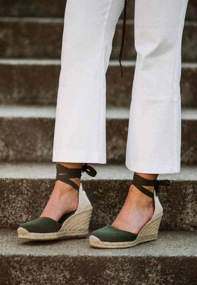ALOHAS Espadrilles Women Clara By Day 8211 Green Canvas Espadrilles