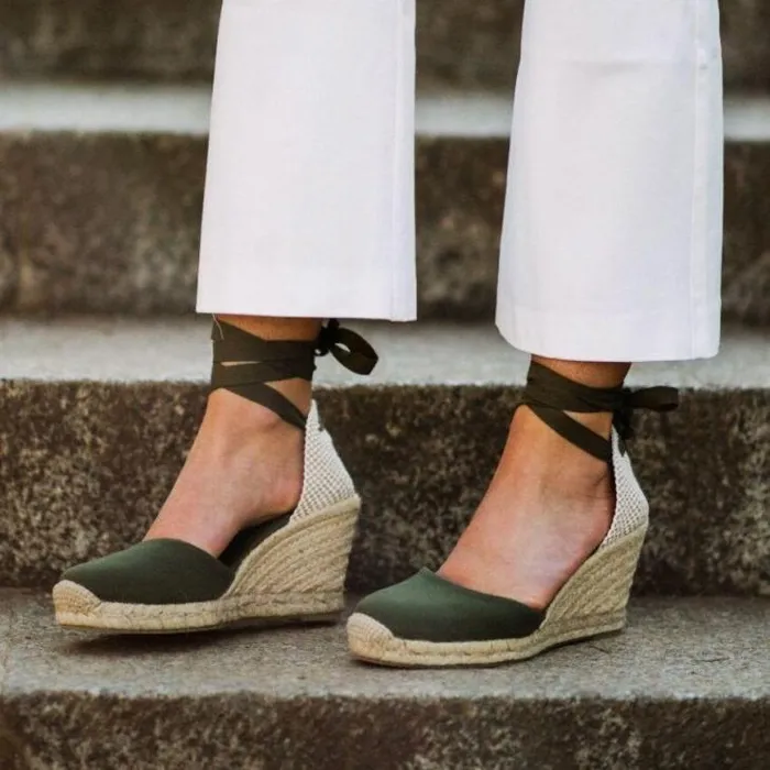 ALOHAS Espadrilles Women Clara By Day 8211 Green Canvas Espadrilles ALOHAS Espadrilles Women Clara By Day 8211 Green Canvas Espadrilles