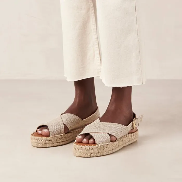 ALOHAS Espadrilles Women Crossed 8211 Beige Canvas Espadrilles