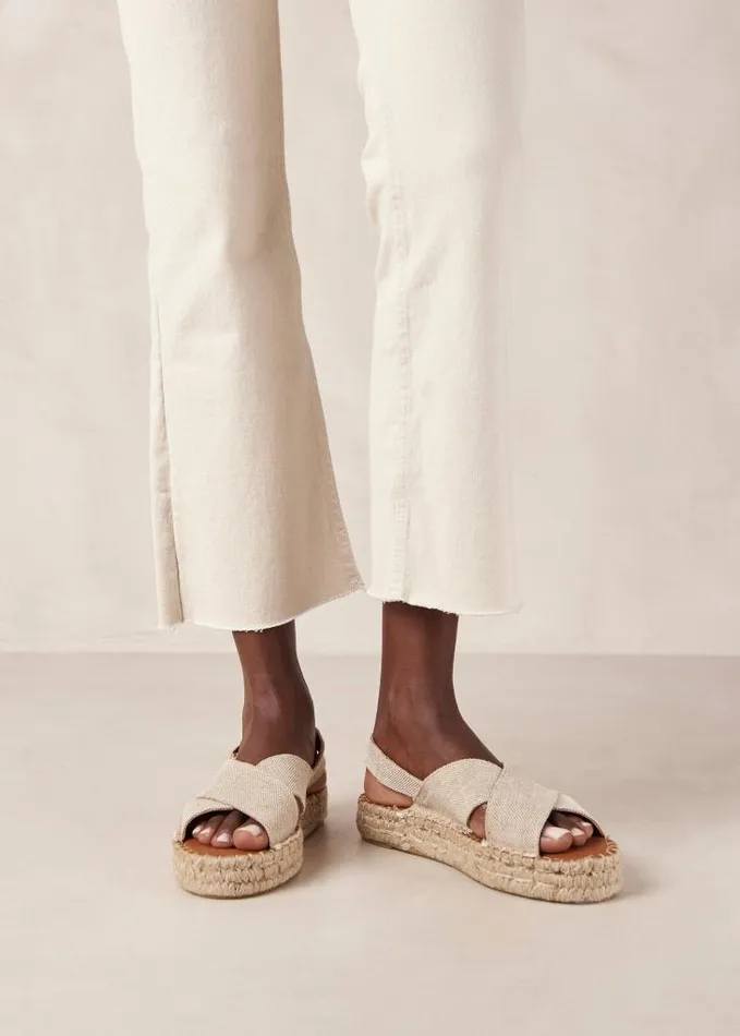 ALOHAS Espadrilles Women Crossed 8211 Beige Canvas Espadrilles