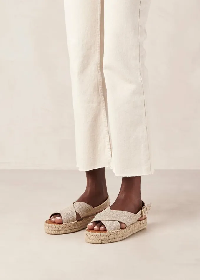 ALOHAS Espadrilles Women Crossed 8211 Beige Canvas Espadrilles