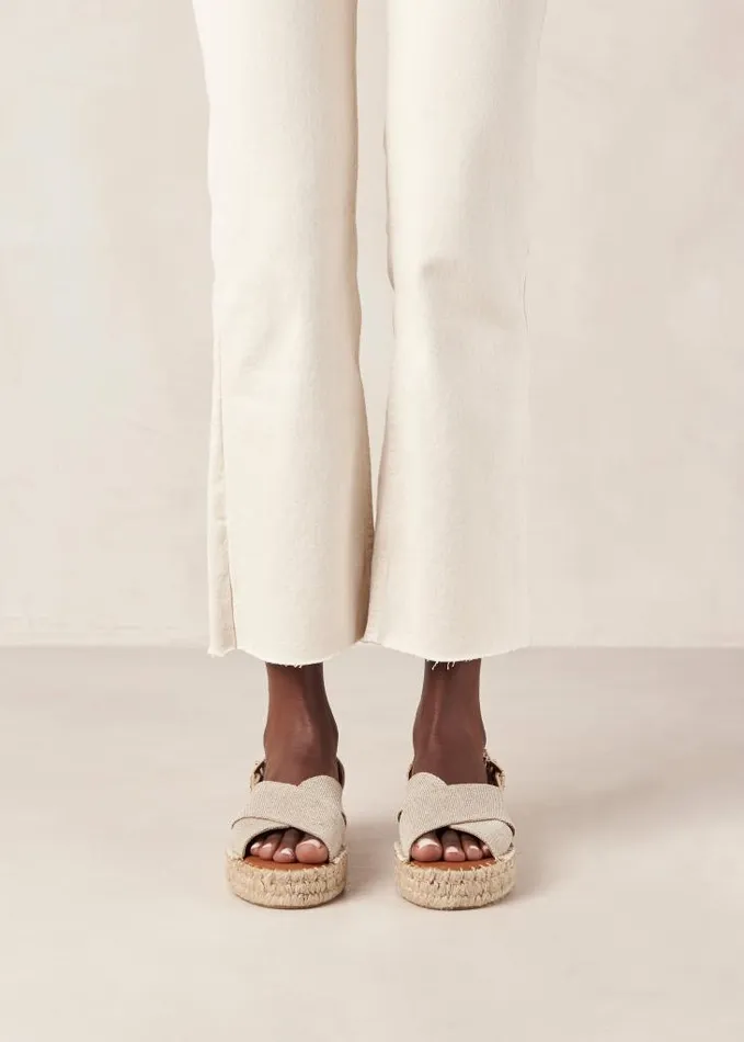 ALOHAS Espadrilles Women Crossed 8211 Beige Canvas Espadrilles